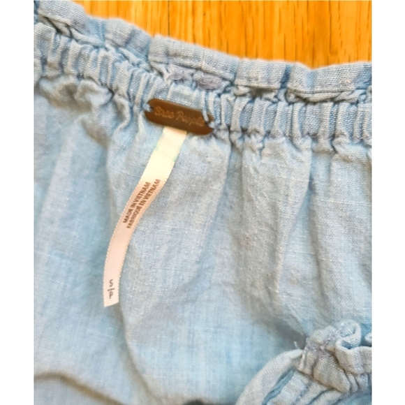 Free People Lily Of The Valley Chambray Blouse in Blue Size Small - Picture 4 of 15